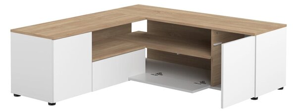 TV stolek v dekoru dubu v bílo-přírodní barvě 130x46 cm Angle – TemaHome