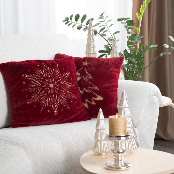 CHLUPATÝ VÁNOČNÍ DEKORAČNÍ POVLAK NA POLŠTÁŘ SNOWFLAKE 45X45 VZOROVANÁ