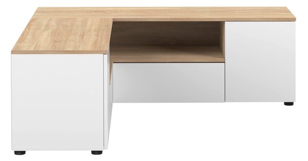 TV stolek v dekoru dubu v bílo-přírodní barvě 130x46 cm Angle – TemaHome