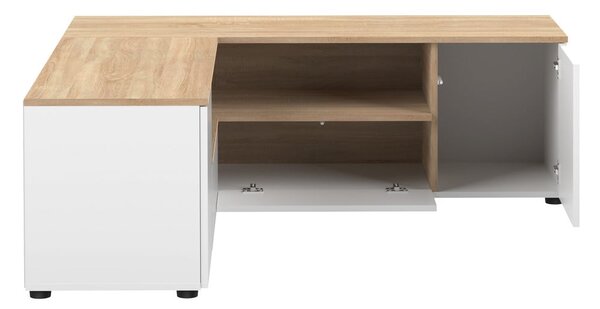 TV stolek v dekoru dubu v bílo-přírodní barvě 130x46 cm Angle – TemaHome
