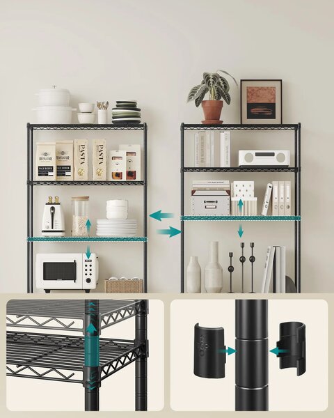 SONGMICS Kovový regál Beata 60 cm černý II