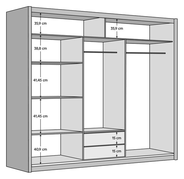 KONDELA Skříň s posuvnými dveřmi, bílá, 235x216, CHIARA