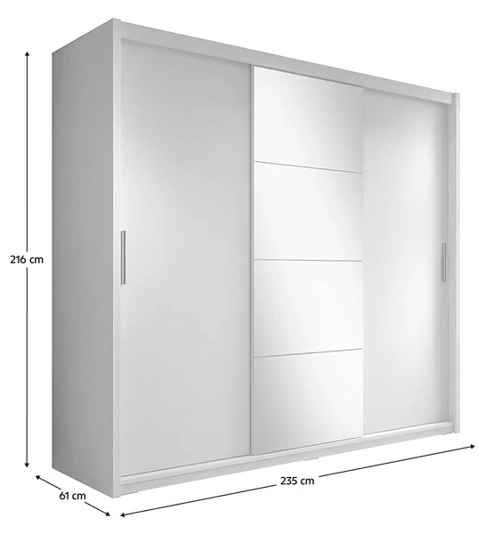 KONDELA Skříň s posuvnými dveřmi, bílá, 235x216, CHIARA