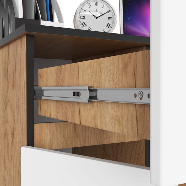 Ak furniture Psací stůl Piksel 90 cm dub Craft/bílá levý