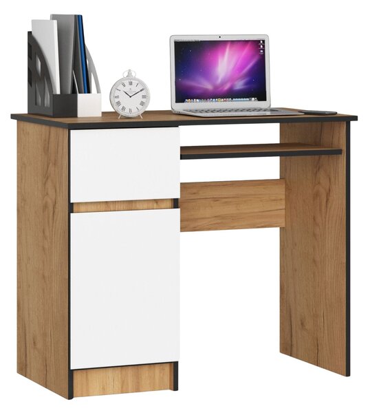 Ak furniture Psací stůl Piksel 90 cm dub Craft/bílá levý