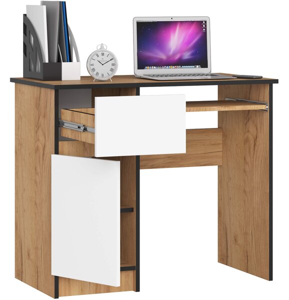 Ak furniture Psací stůl Piksel 90 cm dub Craft/bílá levý