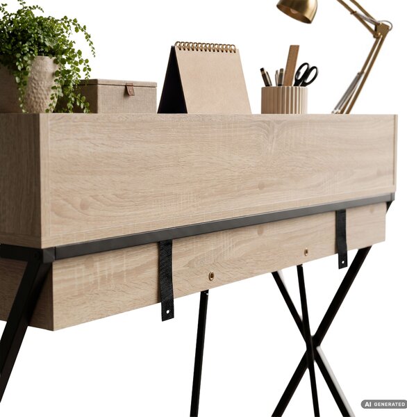 Ak furniture Psací stůl Flexo 100 cm dub Sonoma/černý