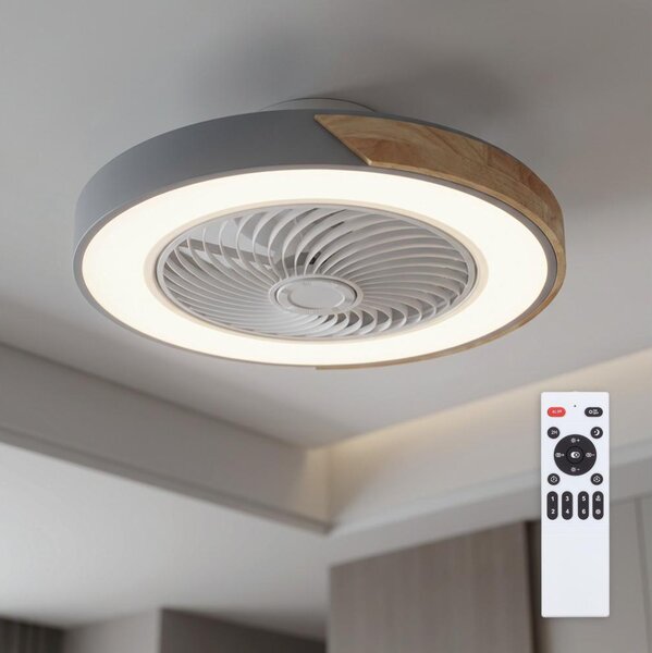 Brilagi - LED Stmív. svítidlo s ventilátorem LED/38W/230V 50 cm šedá/dub + DO
