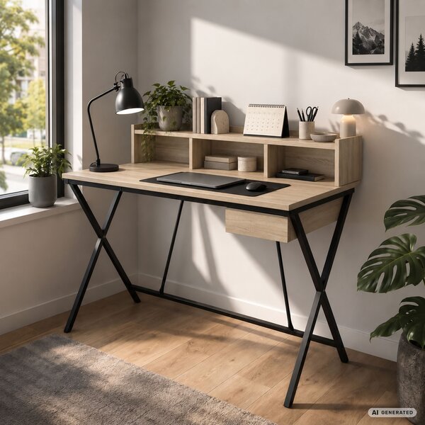Ak furniture Psací stůl Flexo 100 cm dub Sonoma/černý