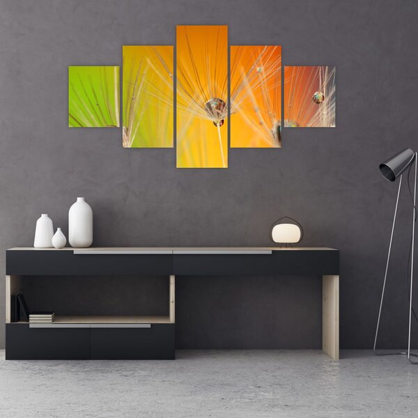 Obraz kapek na rostlině (125x70 cm)