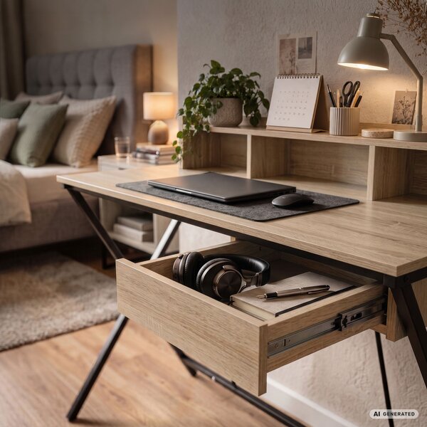 Ak furniture Psací stůl Flexo 100 cm dub Sonoma/černý