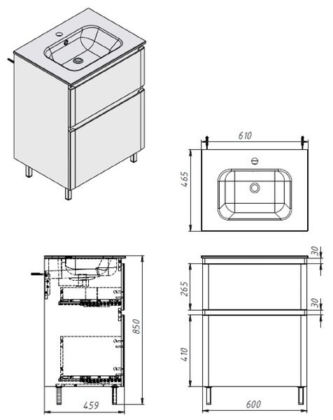 Lavedo Ester 60 White koupelnová skříňka s umyvadlem