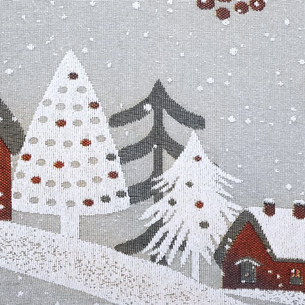 Povlak MOTIV zimní domky bíločervená 45 x 45 cm