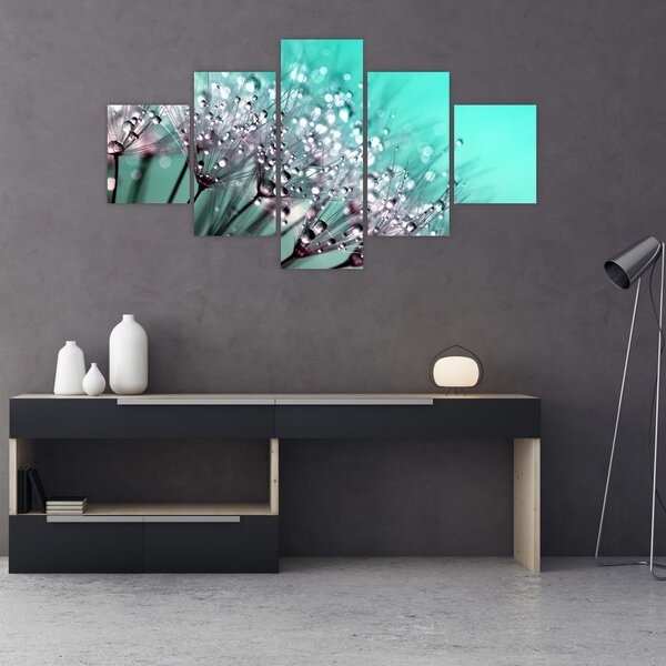 Obraz - orosená rostlina (125x70 cm)