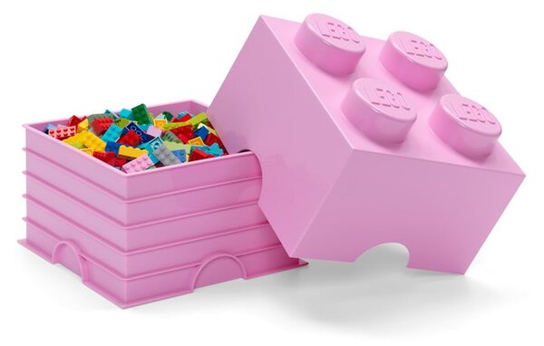 Světle růžový úložný box čtverec LEGO®