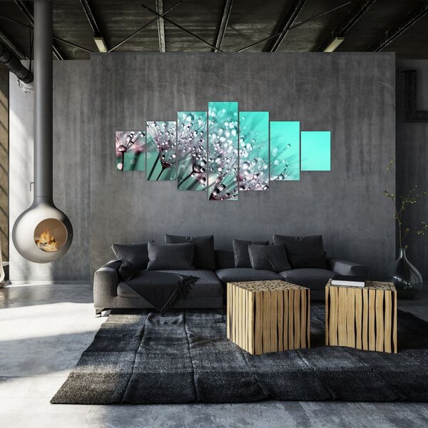 Obraz - orosená rostlina (210x100 cm)