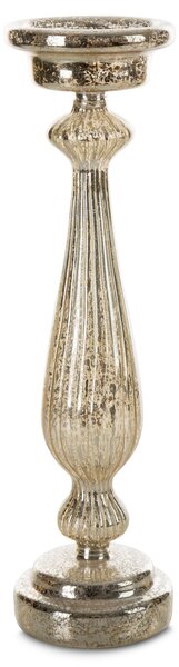 SKLENĚNÝ SVÍCEN 11 11X41 CM STŘÍBRNÁ