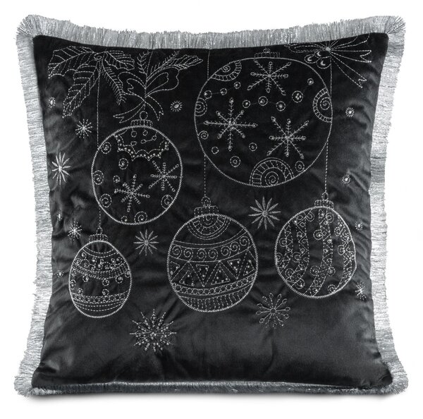 VÁNOČNÍ DEKORAČNÍ POVLAK NA POLŠTÁŘ HOLLY 45X45 CM ČERNÁ