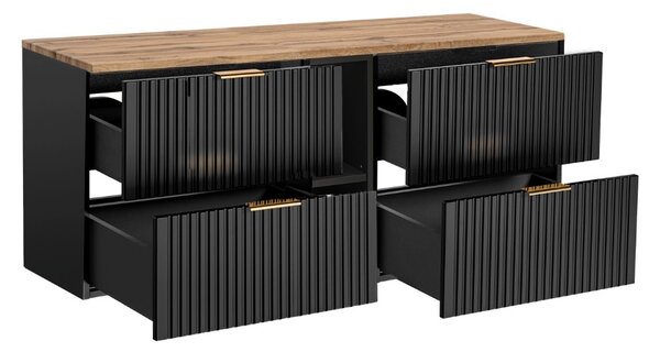 Koupelnová skříňka s deskou ADEL Black D140/2 | 140 cm
