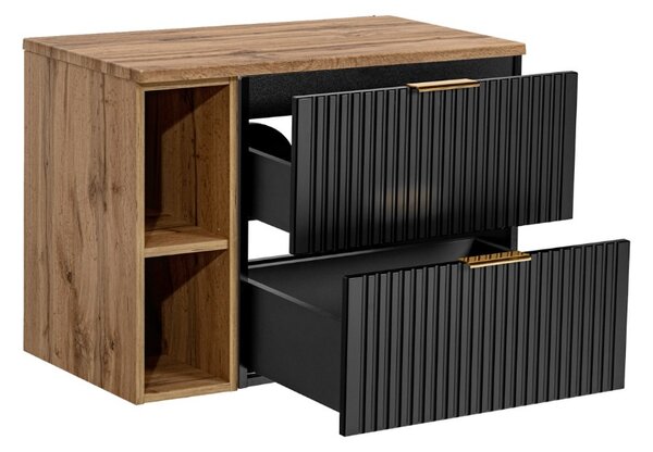 Koupelnová skříňka s umyvadlem a deskou ADEL Black DU80/3 | 80 cm