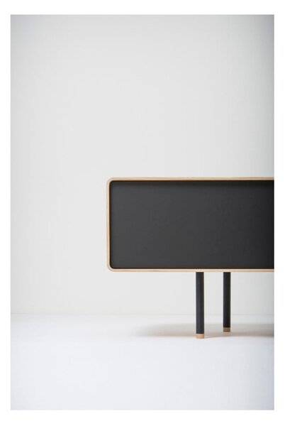 TV stolek z dubového dřeva v černo-přírodní barvě 200x48 cm Fina – Gazzda