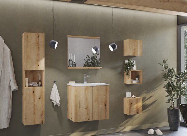 Závěsná skříňka do koupelny NOVA Oak 83-30-1DQ | kostka