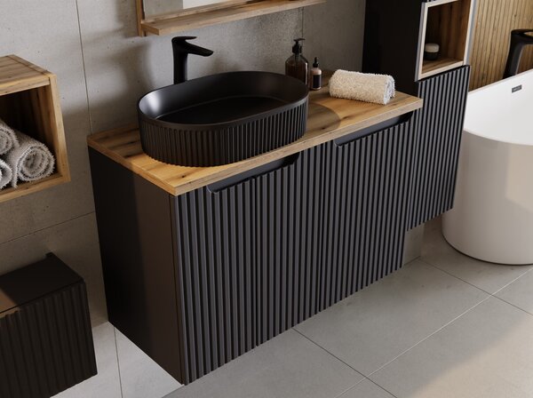 Závěsná skříňka do koupelny NOVA Black 81-40-1DK | s košem 40 cm