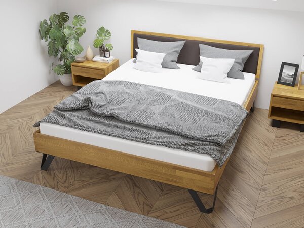Massivo Dubová postel Tero Soft, čalouněná 160x200 cm, dub, masiv