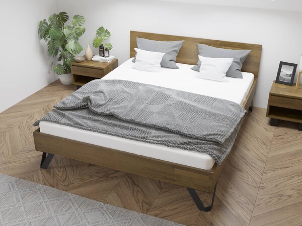 Massivo Dubová postel Tero Classic 140x200 cm, dekor-ořech, dub, masiv