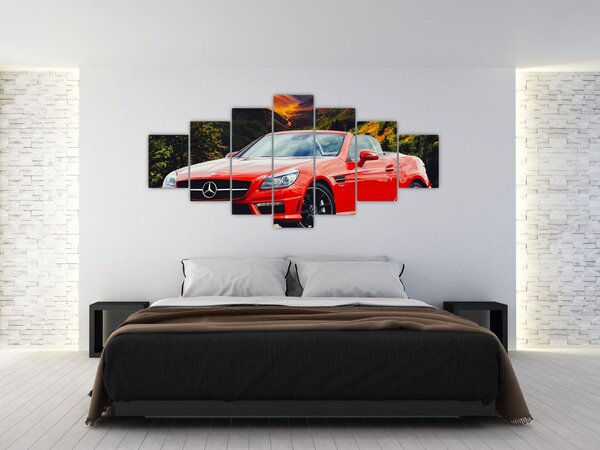 Obraz - červený Mercedes (210x100 cm)