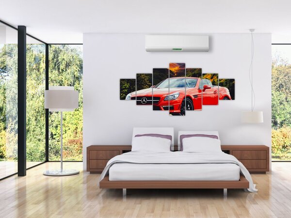 Obraz - červený Mercedes (210x100 cm)