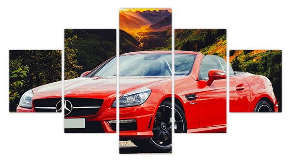 Obraz - červený Mercedes (125x70 cm)