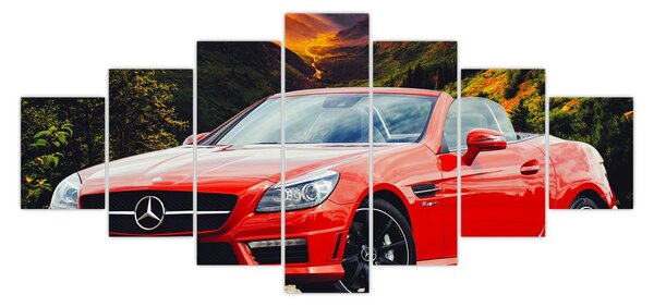 Obraz - červený Mercedes (210x100 cm)