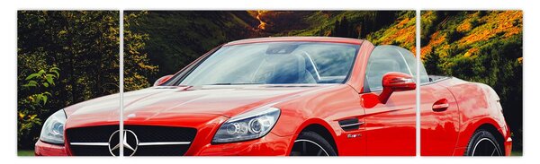 Obraz - červený Mercedes (170x50 cm)