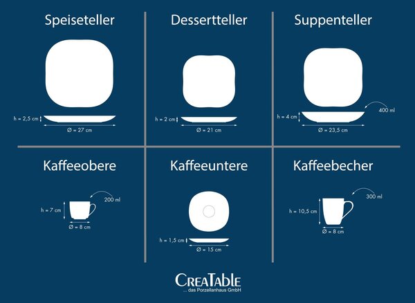 KOMBINOVANÁ SOUPRAVA, 100dílné, porcelán Creatable - Online Only nádobí, Online Only