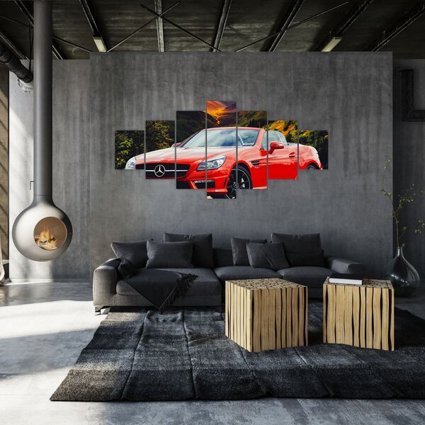 Obraz - červený Mercedes (210x100 cm)