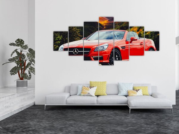 Obraz - červený Mercedes (210x100 cm)