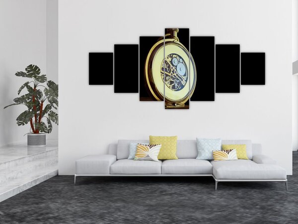 Obraz zlatých kapesních hodinek (210x100 cm)
