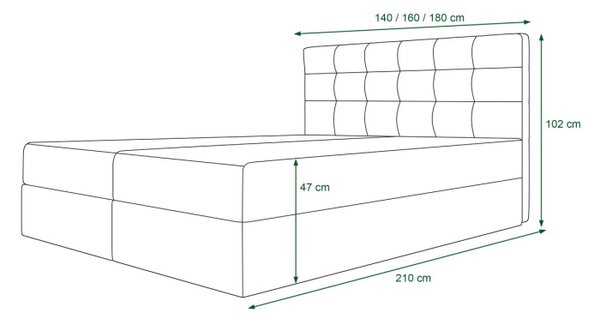 Moderní postel s úložným prostorem 140x200 STIG 5 - zelená