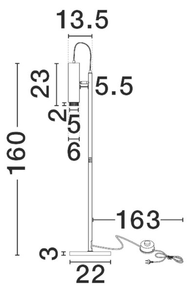 Nova Luce Černá stojací lampa Nessi 160 cm