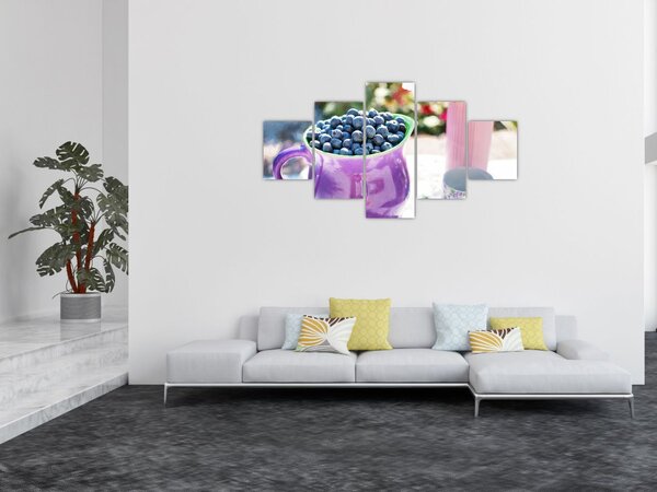 Obraz - borůvky v hrníčku (125x70 cm)