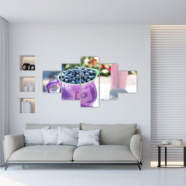Obraz - borůvky v hrníčku (125x70 cm)