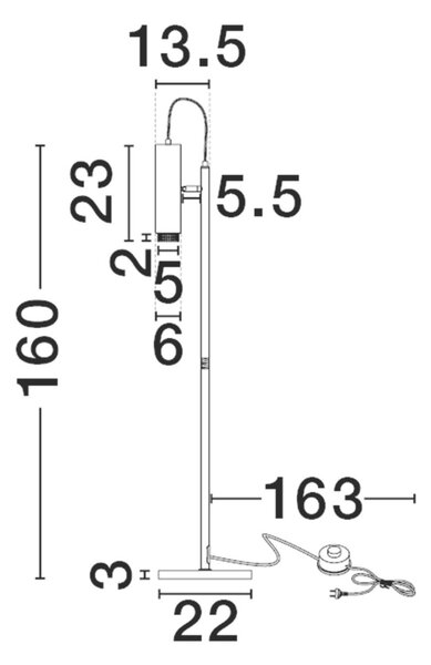 Nova Luce Bílá stojací lampa Nessi 160 cm
