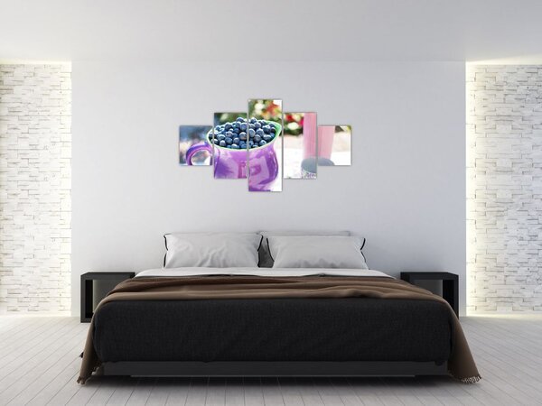 Obraz - borůvky v hrníčku (125x70 cm)