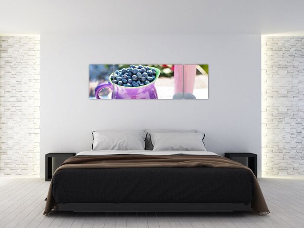 Obraz - borůvky v hrníčku (170x50 cm)