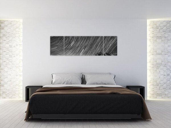 Černobíly obraz hvězdné oblohy (170x50 cm)