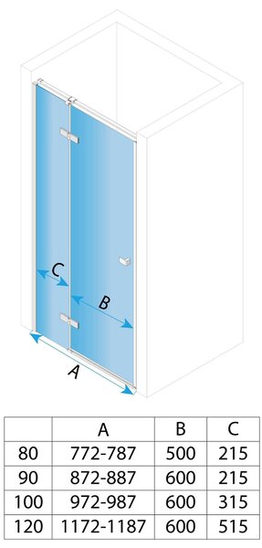 Jednokřídlé sprchové dveře REA ATLAS LEVÉ 80 cm, chrom/transparent - bez vaničky
