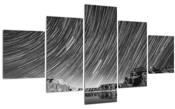 Černobíly obraz hvězdné oblohy (125x70 cm)
