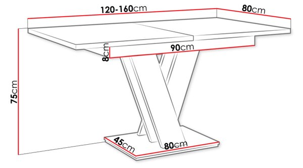 Rozkládací jídelní stůl NAPUREN - beton / bílý