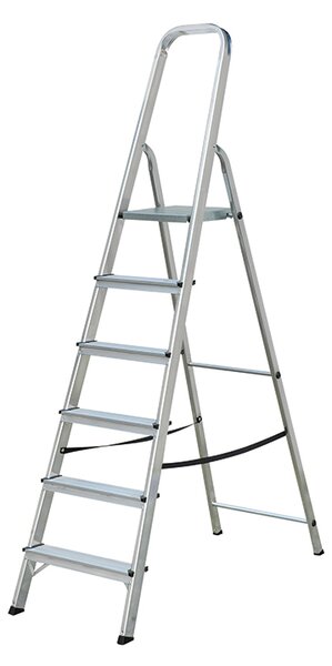 Jednostranný hliníkový žebřík Elkop ALW 506 s plošinou, 5 schůdků